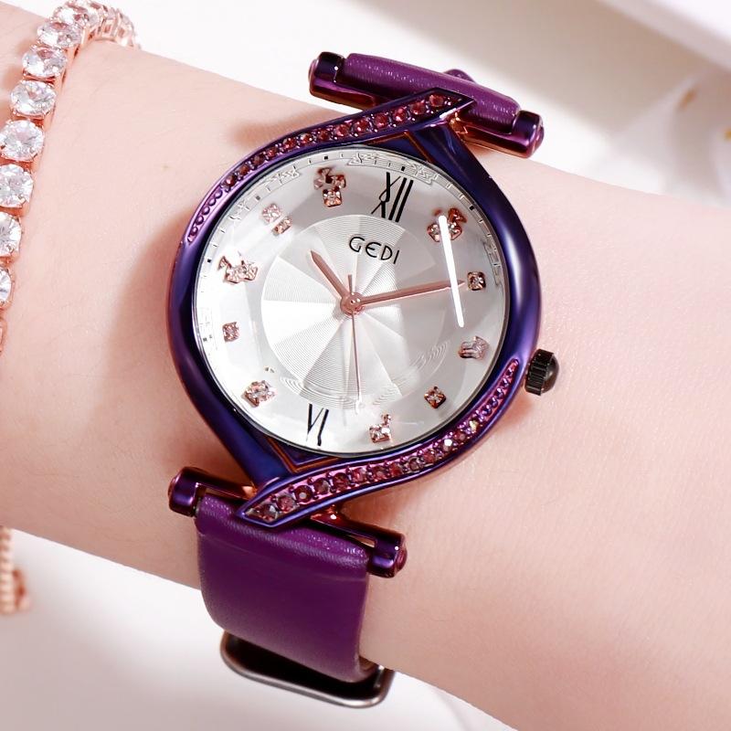 Light Luxury Diamond-Encrusted Watch Women'S Niche High-End Guangzhou Watch Retro Belt Quartz Watch