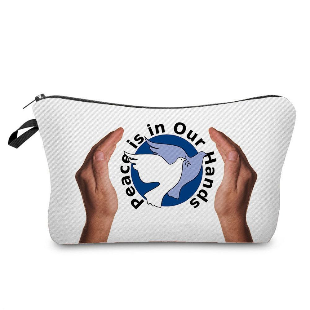 Women Peace Dove Print Cosmetic Bag Toiletries Organize Travel Storage Case 6369