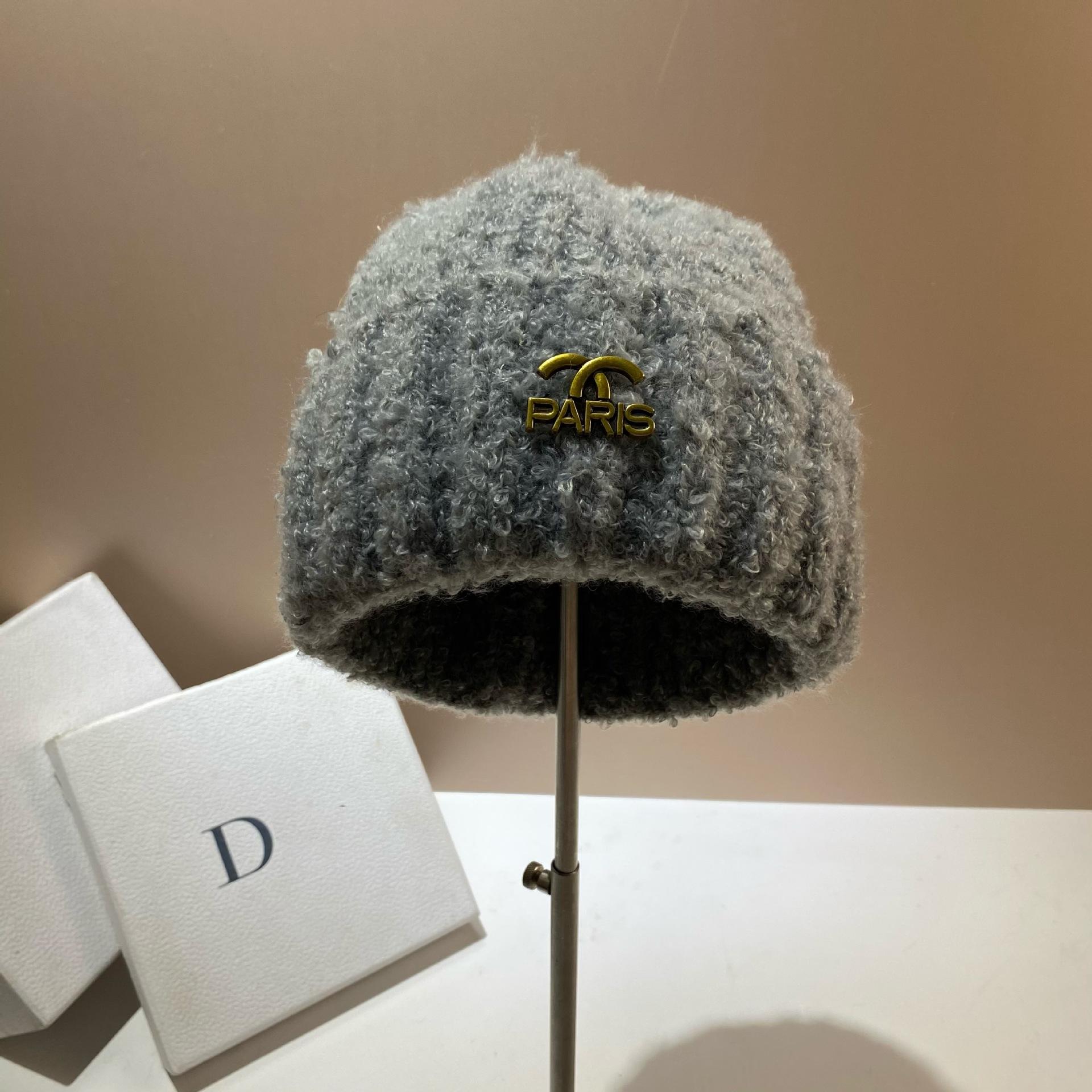 Xiaoxiangfeng Lamb Wool Knitted Hat Warm Wool Hat Outdoor Cute Teddy Roll Ear Protector Windproof Hat one size fits all