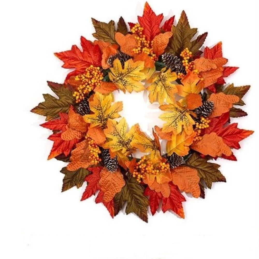 Autumn Maple Leaf Door Wreath Rustic Style Artificial Wreath Fall Wreath Farmhouse Decor