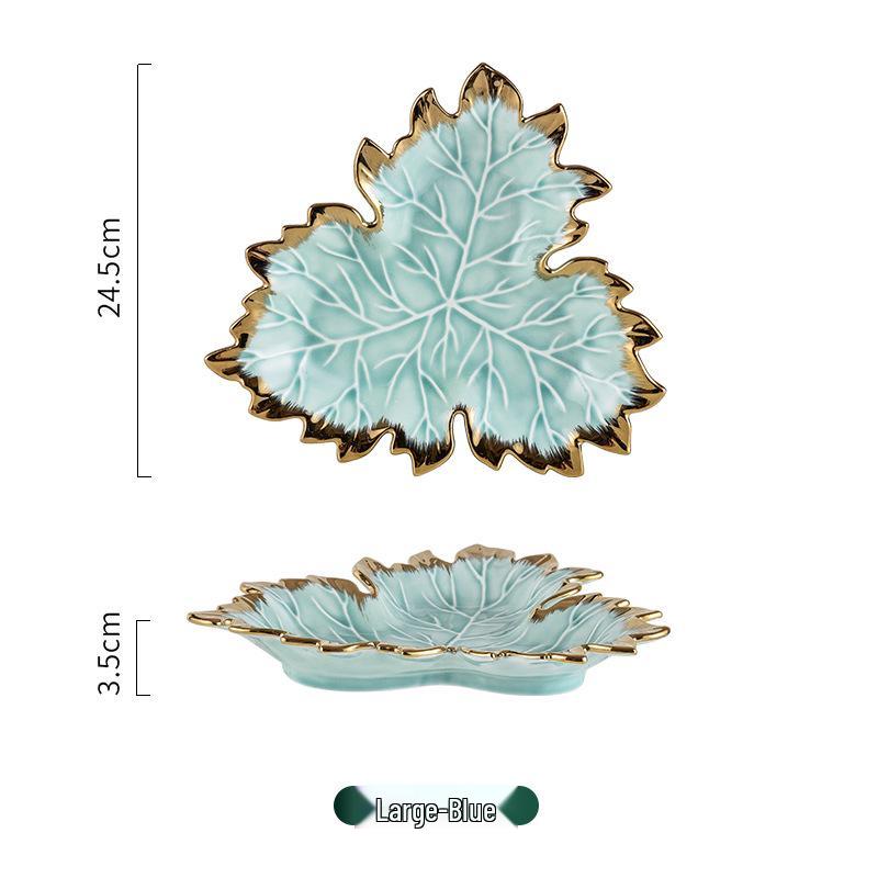 

Керамический поднос «Кленовый лист» в скандинавском стиле: Креативная тарелка-макаронс для фруктов и хранения в прихожей.