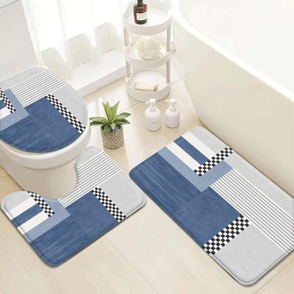 3PCS/SET Marble Pattern Bathroom Mat Soft Toilet Lid Cover Nordic-style Non-Slip Rug Home Floor