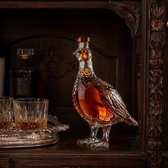 Yousheng Chicken Shape Whiskey Decanter, Hand Blown Glass Bird Liquor Dispenser, Animal Wine Pourer for Home Bar, Gift for Whiskey Lovers