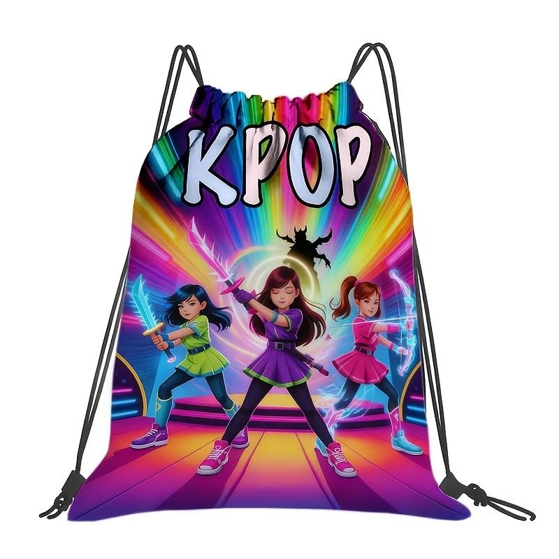 2026 Drawstring Fitness Bag Hunter Witch Team Sports Backpack Kpop Cartoon Storage Outdoor Daypack