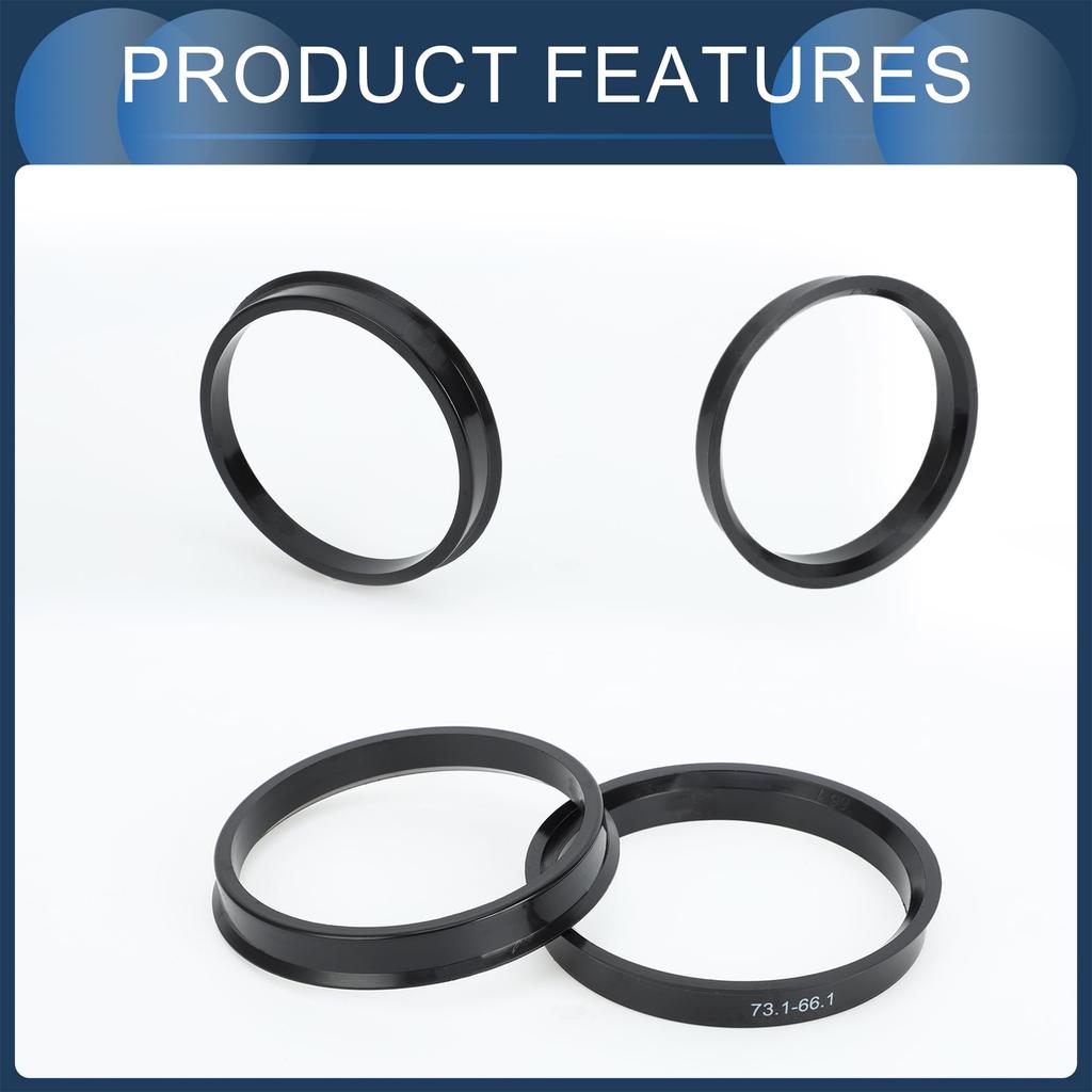 INFINAUTO Hub Centric Ring 66.1mm ID 73.1mm OD Car Wheel Hub Ring ABS Plastic Black 4pcs