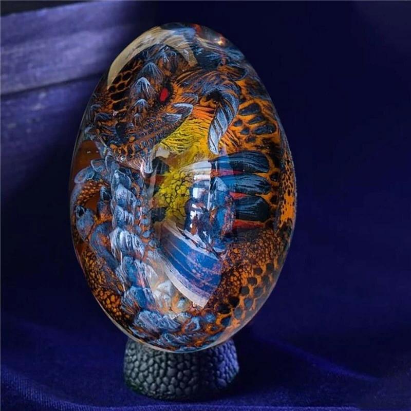 Crystal Transparent Resin Statue Dragon Egg Lava Dinosaur Egg Souvenir Resin Craft Luminous Handmade Dragon Eggs Home Decor Gift Extra 2% Off