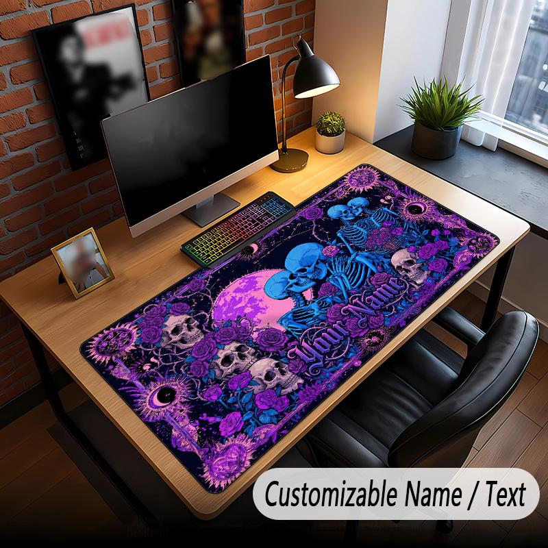 Skull Gothic Theme Custom Mouse Pad Personalized With Name Text Customized Desk Mat For Office Home Decor