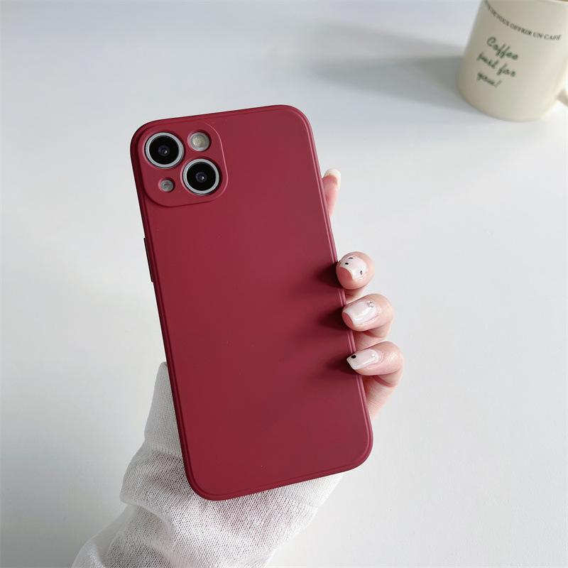 For IPhone 17 ProMax Phone Case 15pro Liquid Silicone for Apple 16E Built-in Velvet 14 Spray Paint 13