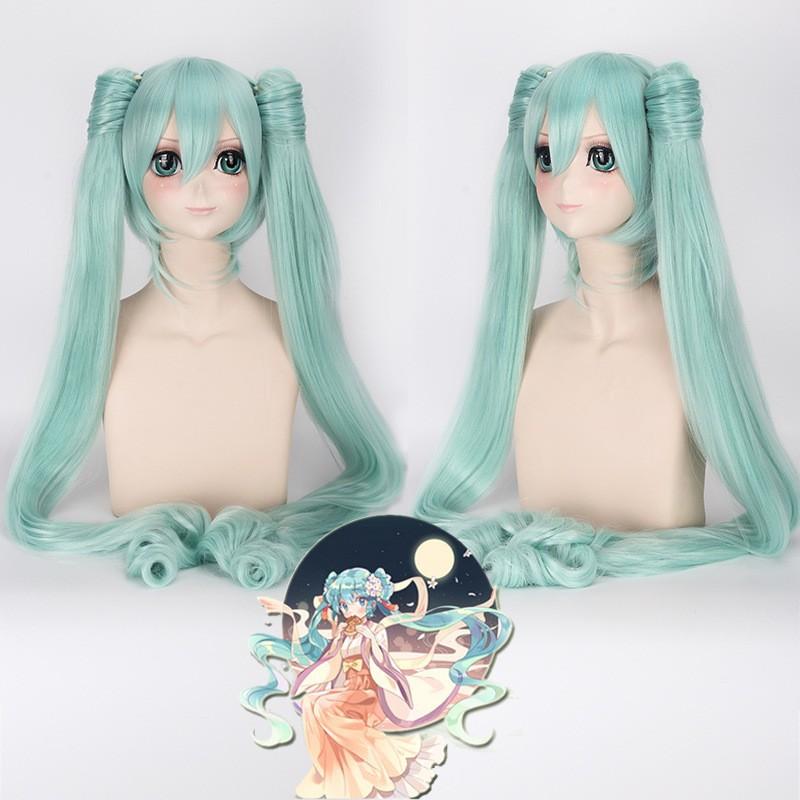 28 Colori Mi Ku Parrucca Cosplay Lunga Resistente al Calore Capelli Sintetici Code di Cavallo con Clip Feste di Halloween Parrucche + Cuffia per Parrucca Snow Mi Ku