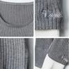 Spring and Summer Women's New Pullover Solid Color Casual Simple Long Sleeve Square Collar Short Slim-fit Sweater