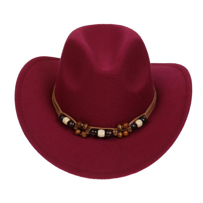 Western Cowboy Top Hat Spring And Autumn New Jazz Hat Big Brim Pentagram Belt Accessories Felt Hat Men And Women