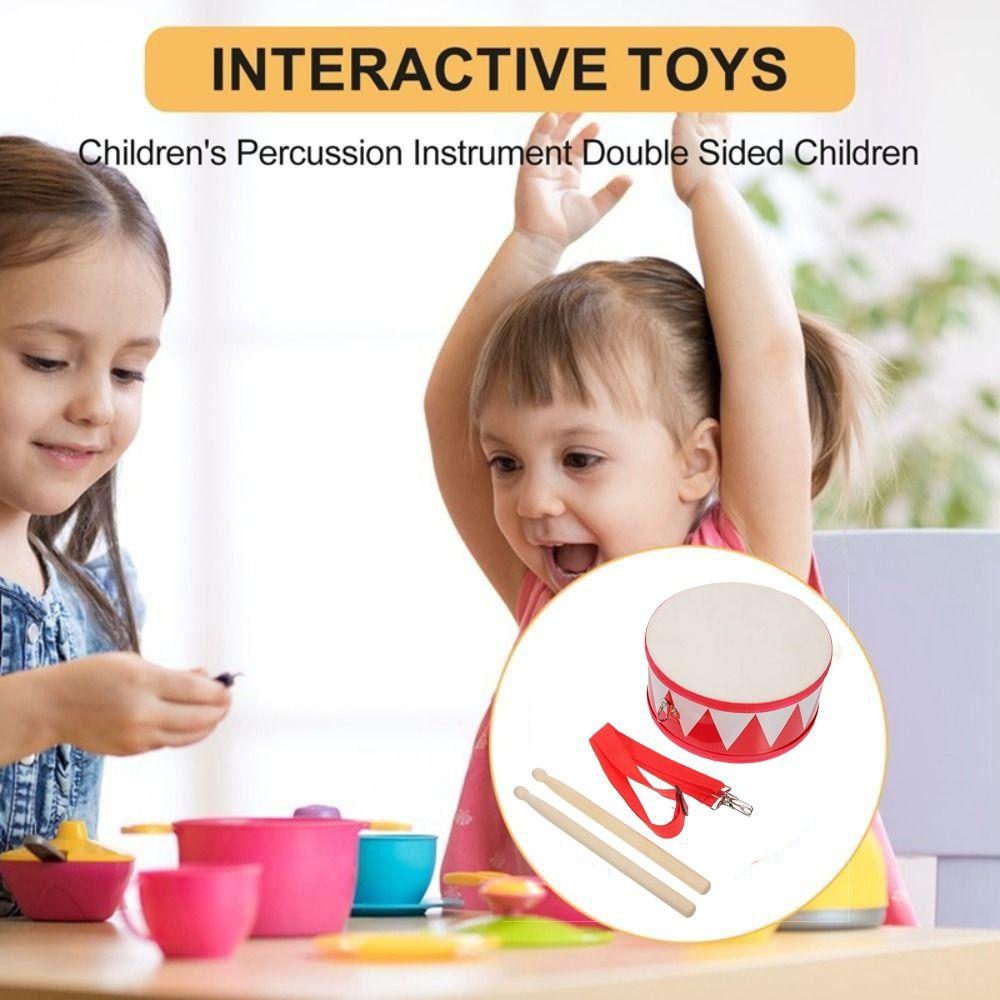 Double Sided Musical Instrument Toys Montessori Wood Kids Drum Toys  Children Preschool