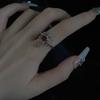 Gothic Red Crystal Cross Geometry Open Rings for Women Y2k Punk Creative Grunge Jewelry Accessories Gift