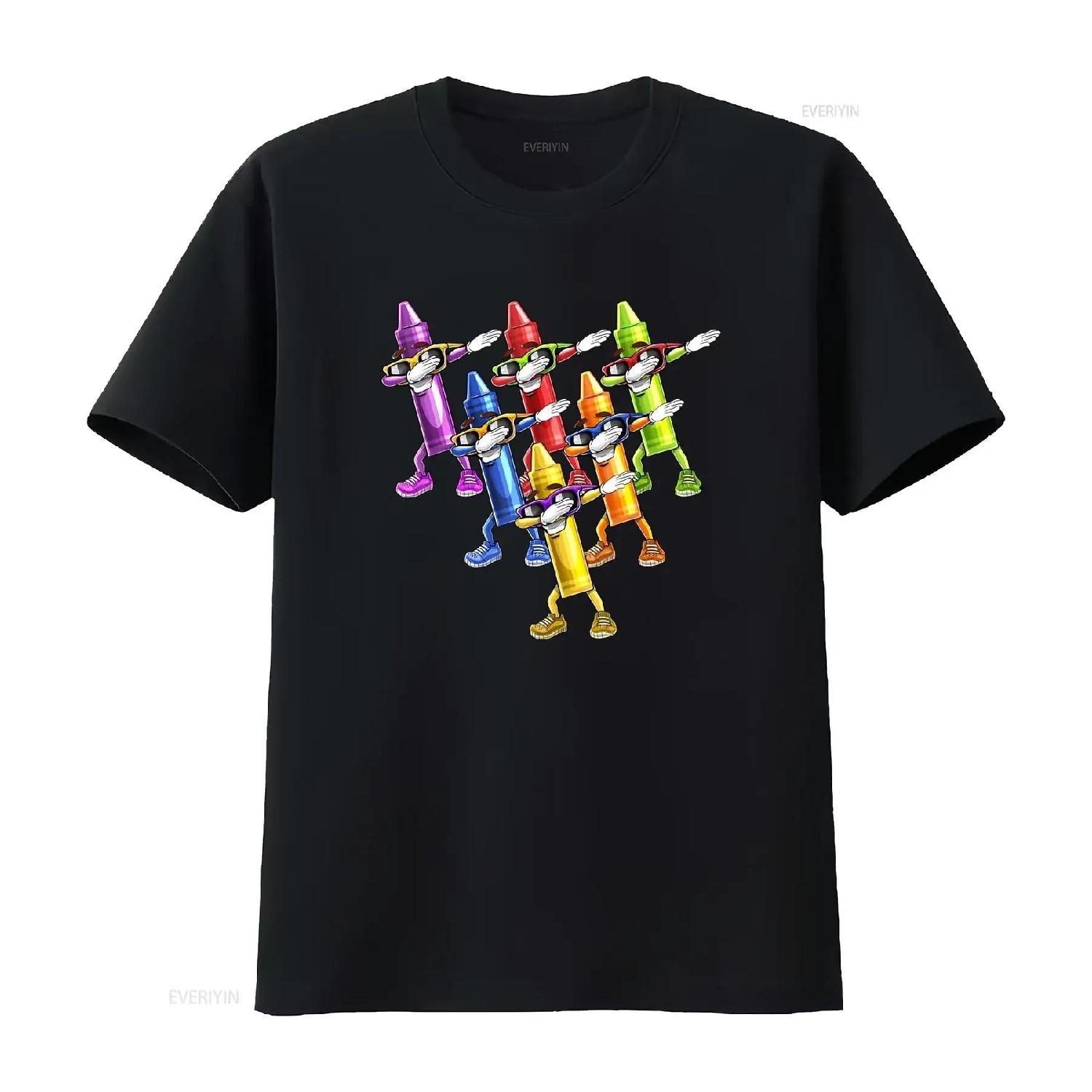 Dabbing Crayon Back to School First Day of Girls Boys T Shirt vintage Washed Comfortable graphic Breathable designer clothes S