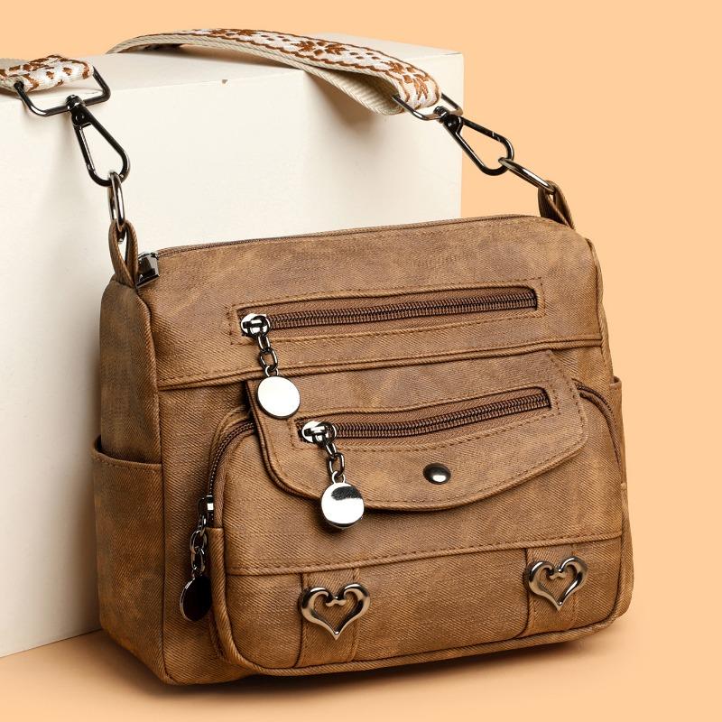 Geantă Crossbody Piele Moale Geantă de Umăr Simplă Retro și la Modă Capacitate Mare Capacitate Mare Geantă de Damă