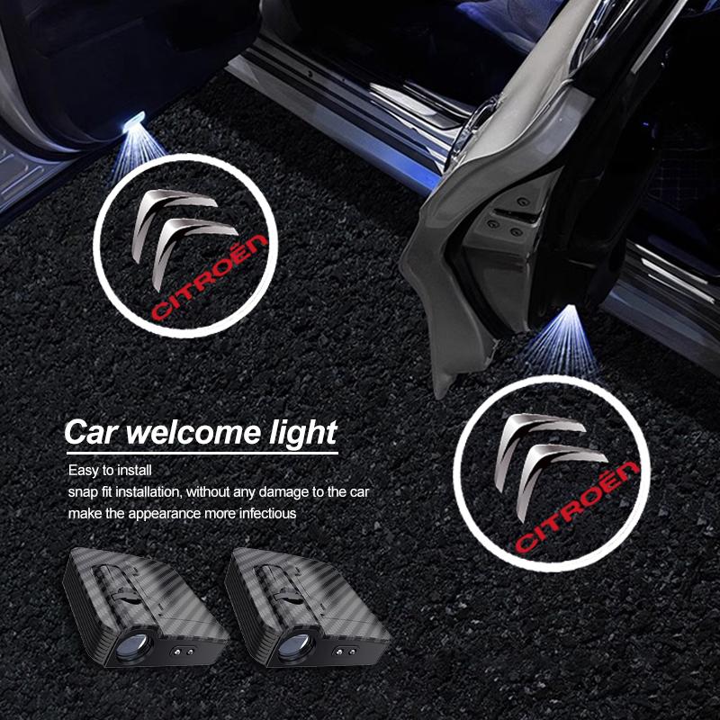2Pcs LED Welcome Lights Car Door Emblem Projector Lamps For Citroen Celysee C6 C3 C5 C1 C2 C4 Aircross Picasso Cactus Berlingo ait256