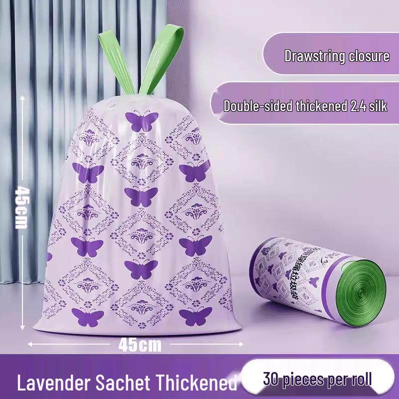 Extra Thick Lavender Scented Tear-Free Kitchen & Office Drawstring Trash Bags