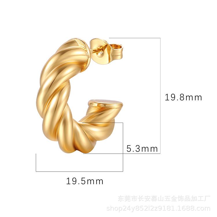 18K Gold Titanium Steel Earrings Women's Geometric Stainless Steel Irregular Versatile Earrings