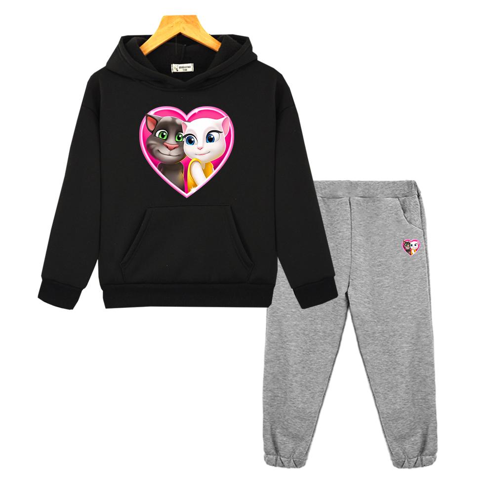 2 pièces pull+Pant Pantalon Chat Tom qui parle Sweat à capuche Sweat à manches longues polaire Veste garçons filles Ensembles de sport à capuche vêtements boutique enfants Noël
