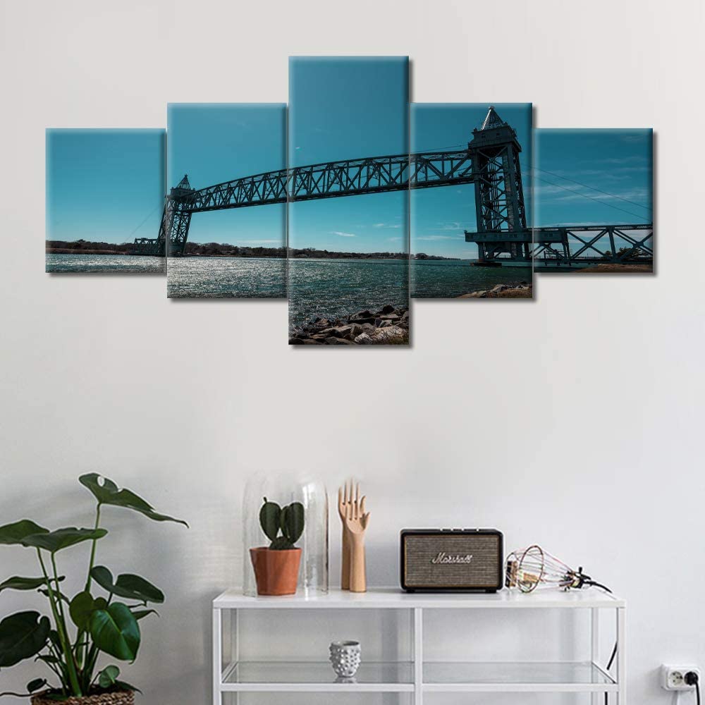 

5 шт., канал Кейп-Код, железнодорожный мост, старый мост, Массачусетс, пейзаж, 5 шт., картины, настенное искусство, HD печать, без рамки, современный