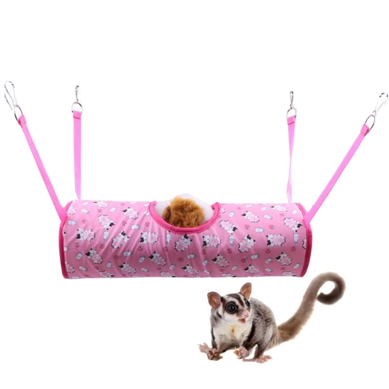 Small Animal Tunnel Hammock House Playtube Tunnel Toy Hamster Cage Hanging Tunnel Hideout Bedding Habitat for Chipmunk
