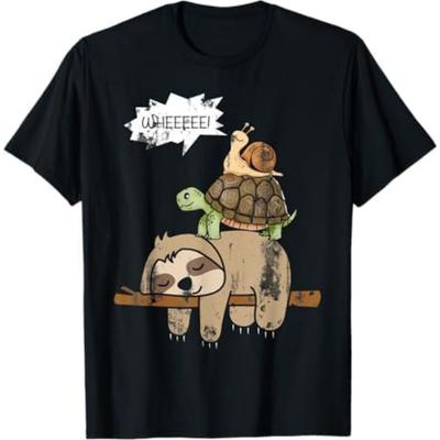 Turtle Riding A Sloth Whee Funny Sloth T-Shirt VCX Mens Womens Tank Top Sweatshirt Hoodie Black