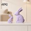 Rabbit Figurine With Stable Base 2Pcs Distressed Statue Vintage Bunny Figurines Easter