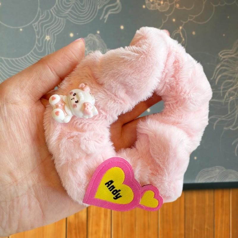 

Women s Hair Accessory With Floral White Small Dog Hair Loop Hair Rope Cute Little Hair Accessory чорний