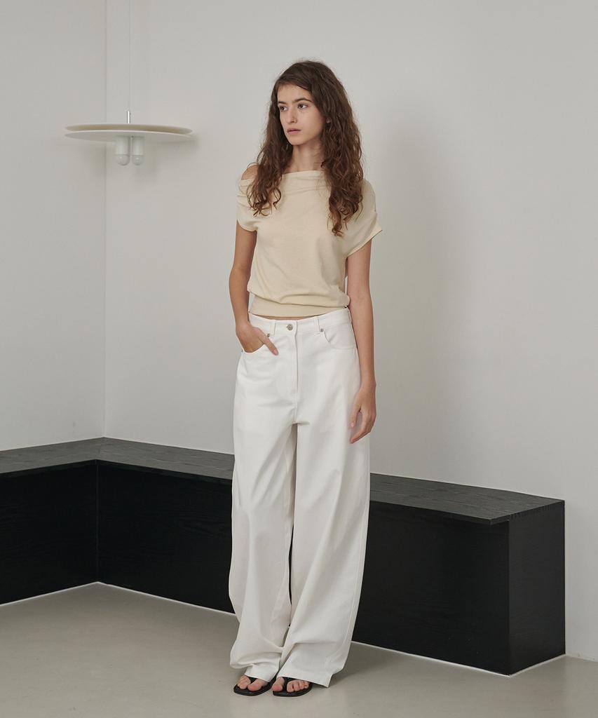 MARROT Curved Cotton Pants_White