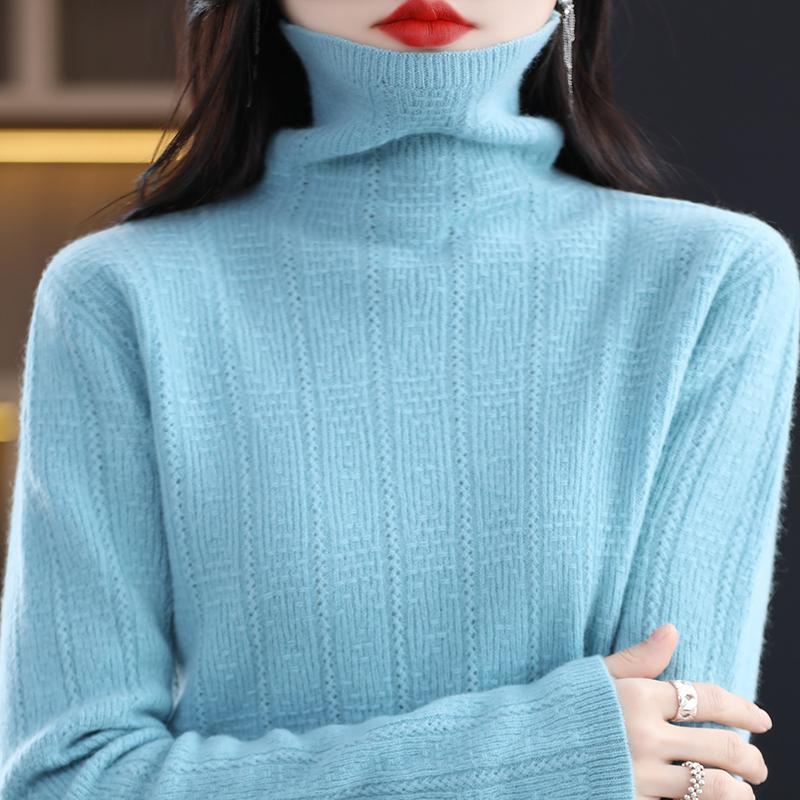 Dámský kašmírový svetr Qinghe kašmír 30% kašmír 70% vlna Dámský podzimní a zimní kašmírový svetr měkký a teplý