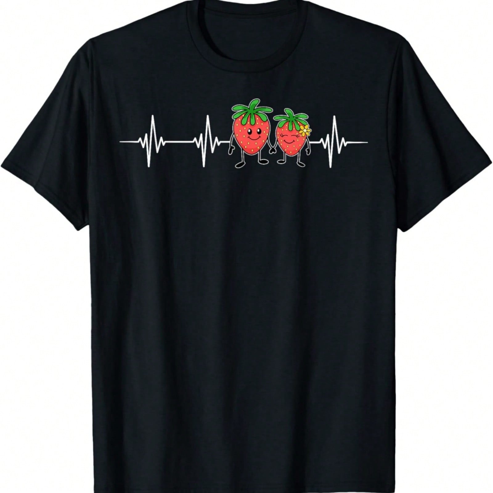 Strawberry Hearbeat Fruit Lover Fruitarian Strawberries Farm T-Shirt S разноцветный