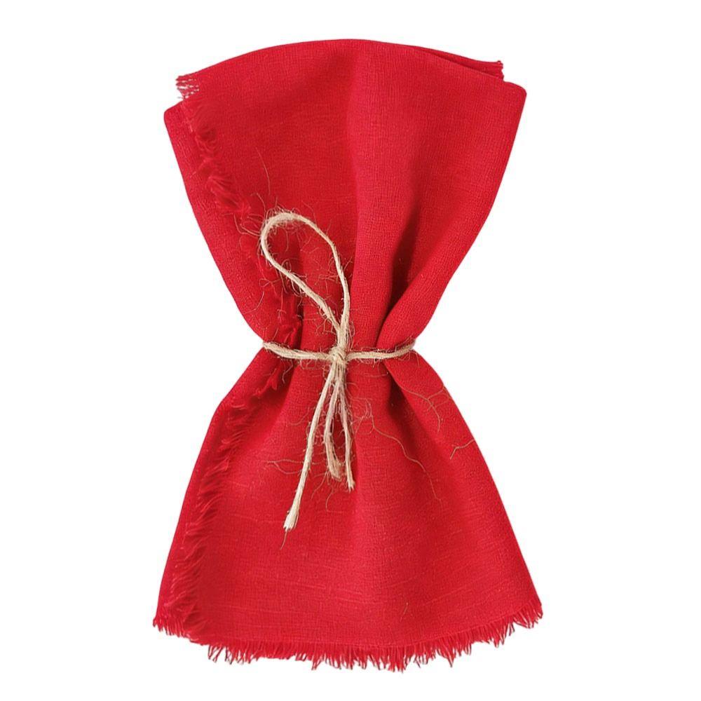 6pcs 42x42cm Cotton Napkins Reusable Fringed Napkins New Year Cloth Napkins  Kitchen Use