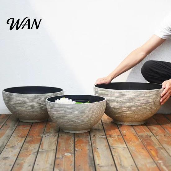 Thick Sturdy Flowerpot Plant Pot with Drainage, Resin Planter for Indoor Outdoor Winter Proof Plants, Medium Flower Pots Patio, Balcony Garden