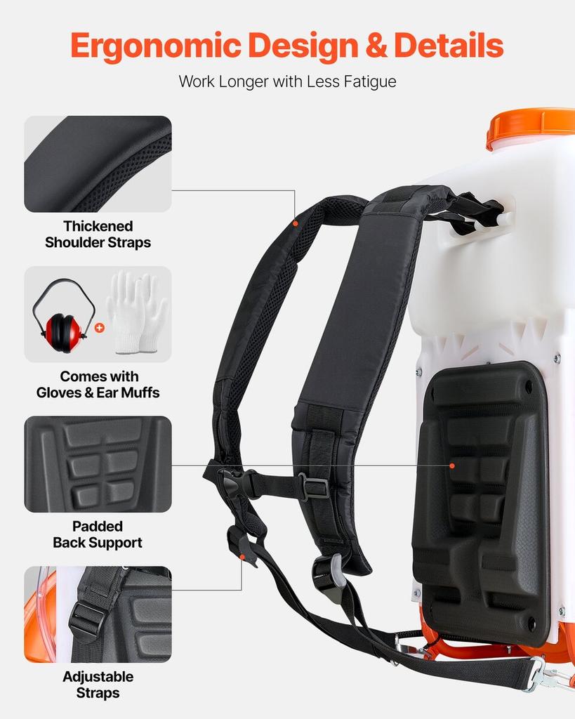 Backpack Fogger Sprayer, 63CC 3HP Engine, Gas Powered Fogger Sprayer with 16L Tank, Powder and Liquid Mister Duster System for Effective Fleas Ticks