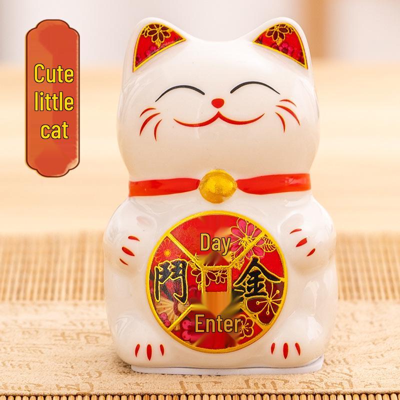 Creative Ceramic Cute Cat Mini Ornaments: Japanese Lucky Fortune Cat for Office Desk.