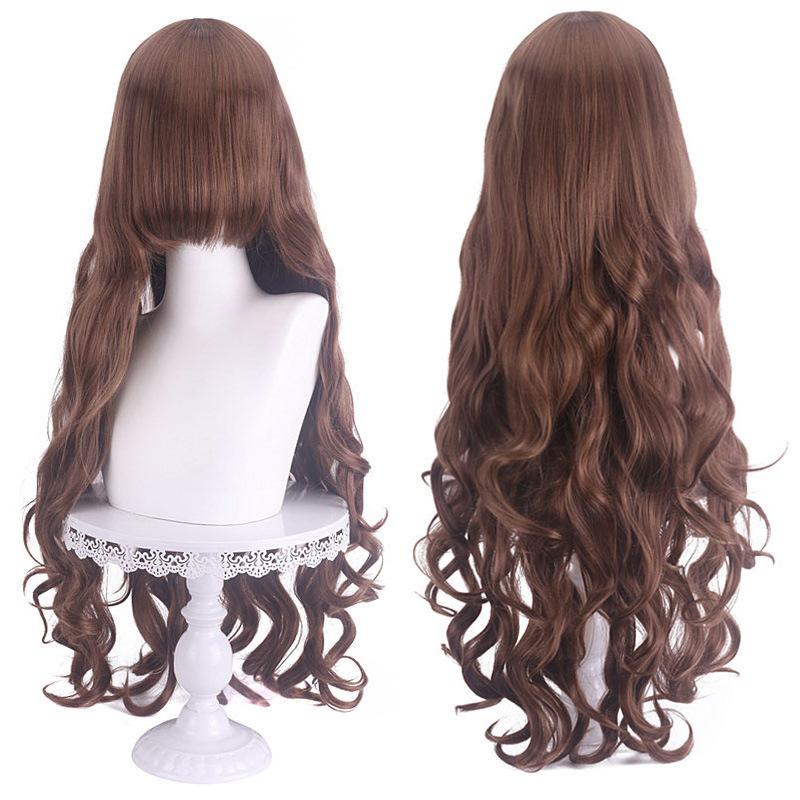 European American Universal Cos Wig Long Curly Hair 80cm Color Big Wave Full Head Cover