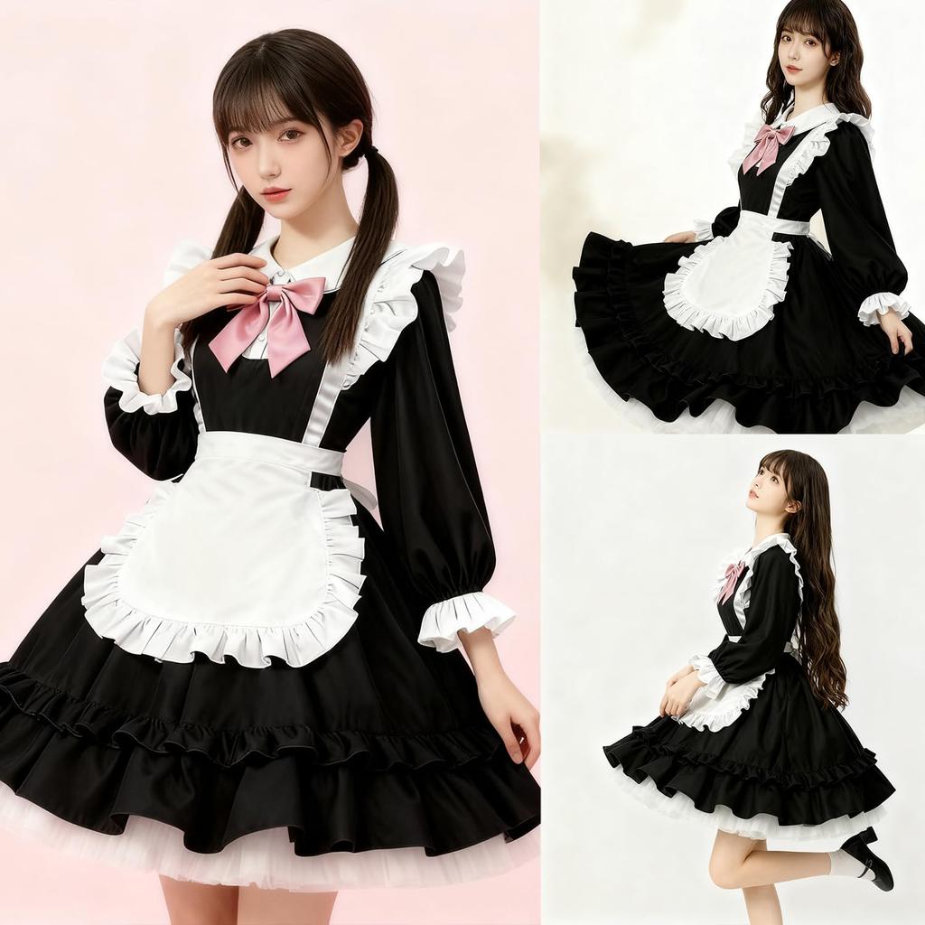 AOTYP Maid Plus Cute Maid Halloween Maid Photo Cultural Size L Costume, Size, Ribbon, Costume, Costume, Women's, Cosplay, Cute, Cafe, Shoot, Festival,