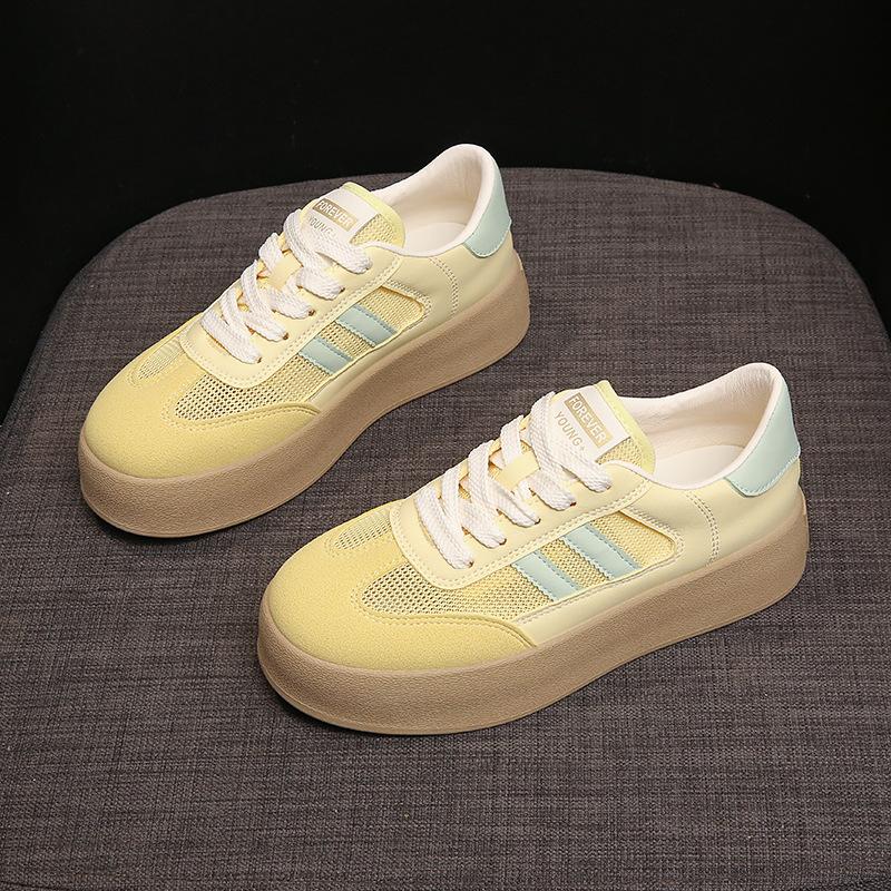 

Summer new thick-soled new sports little white shoes casual board shoes women s shoes versatile breathable mesh shoes 40 жёлтый