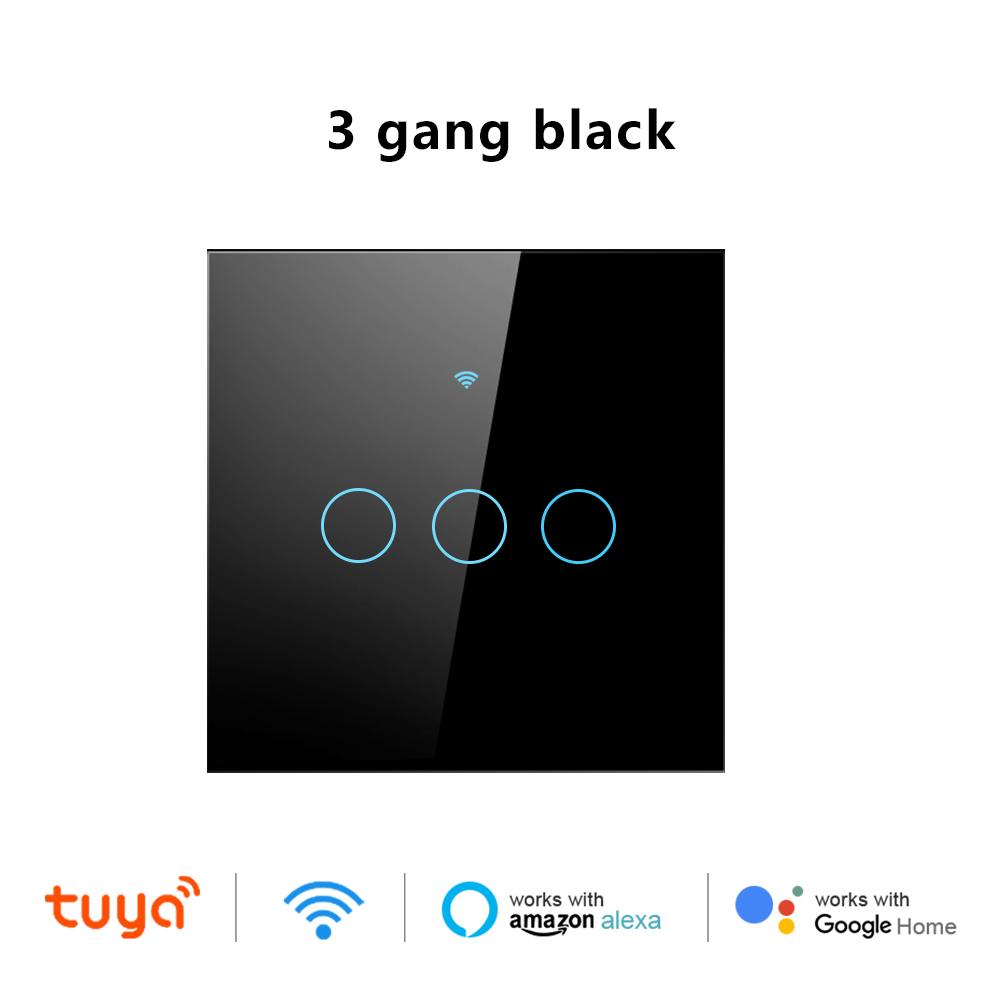 EU/US Smart Switch Alexa RF433 No Neutral Tuya Control Works With Google 1/2/3 Gang Smart Life Home Light WiFi Touch Switches