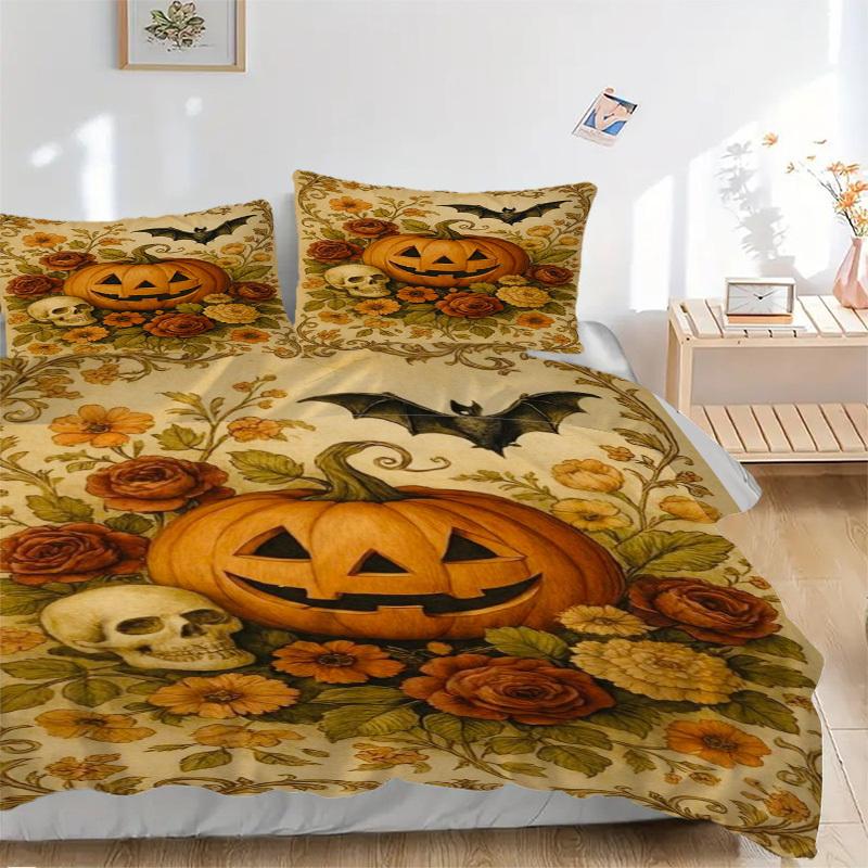

3pcs Pumpkin, Halloween Duvet Cover Set, 1 Duvet Cover + 2 Pillowcases (No Insert), High-Definition Print, Home & Dorm yy251123023 135x200cm