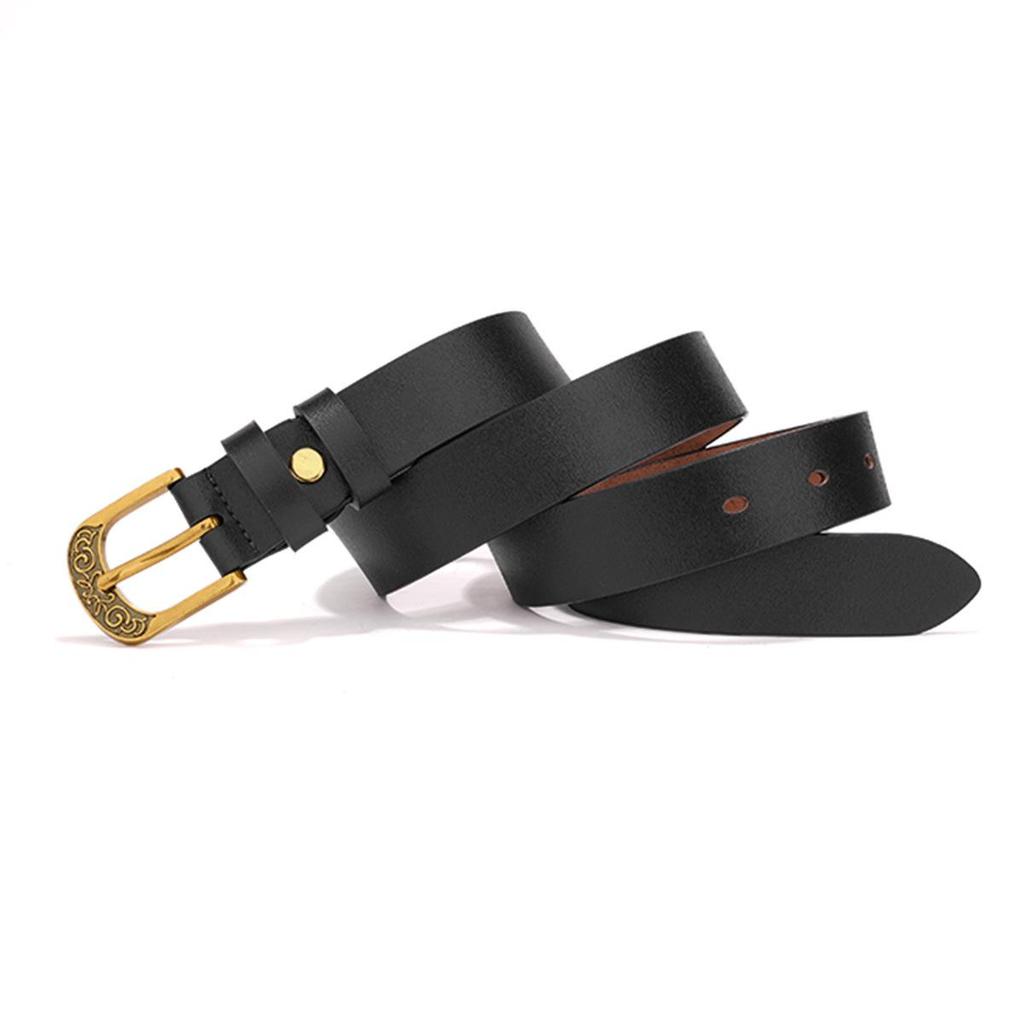 Women's Retro Korean Style Cowhide Leather Belt with Pin Buckle for Jeans