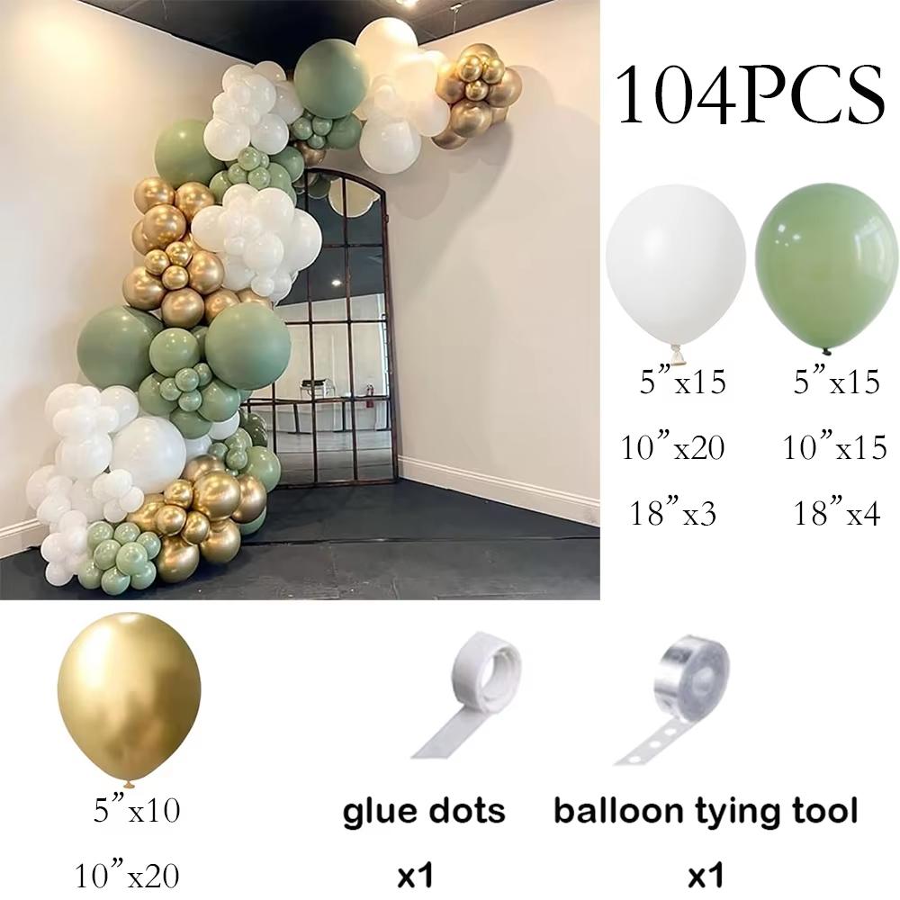 Green Balloons Arch Sage Green White Sand Gold Confetti Latex Ballon Garland Birthday Party Wedding Graduation Decoration Globos