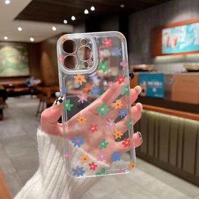 Color Flower Mobile Phone Case Apple 12pro Simple Japanese and Korean Ins Style Women's Iphone17 Transparent 16pm Soft Case