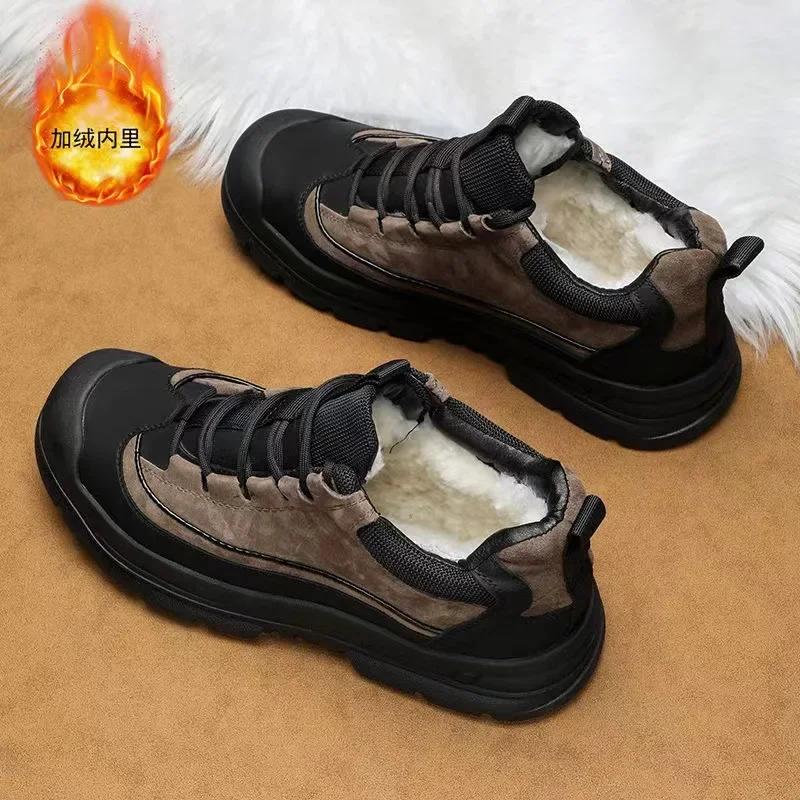 Cotton Shoes Men's Winter New Plush Warm High Top Cotton Boots Fashionable Outdoor Waterproof and Anti Slip Work Boots