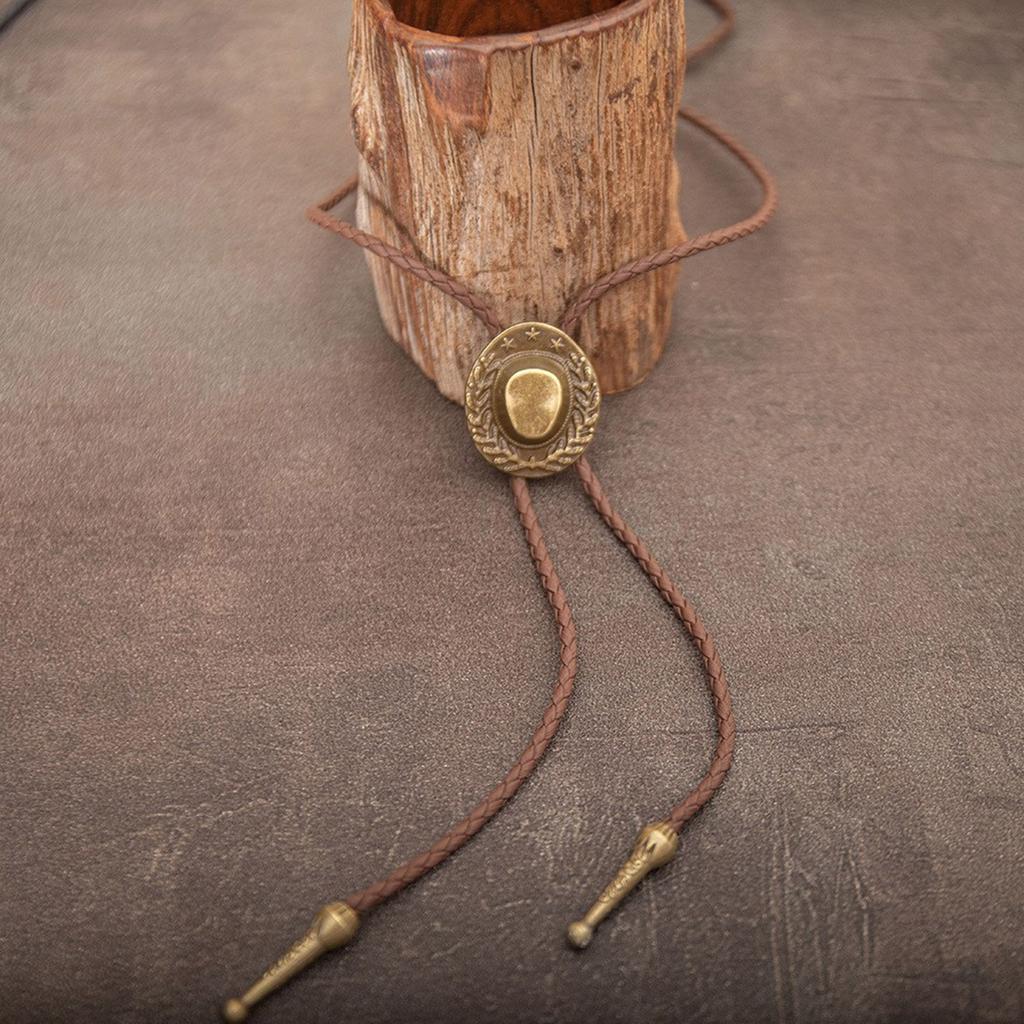 Metal Hat Pendant Bolo Tie for Adult Unisex Vintage PU Leather Tie Rope Necklace Jewelry Rodeos Tie Formal Event Tie