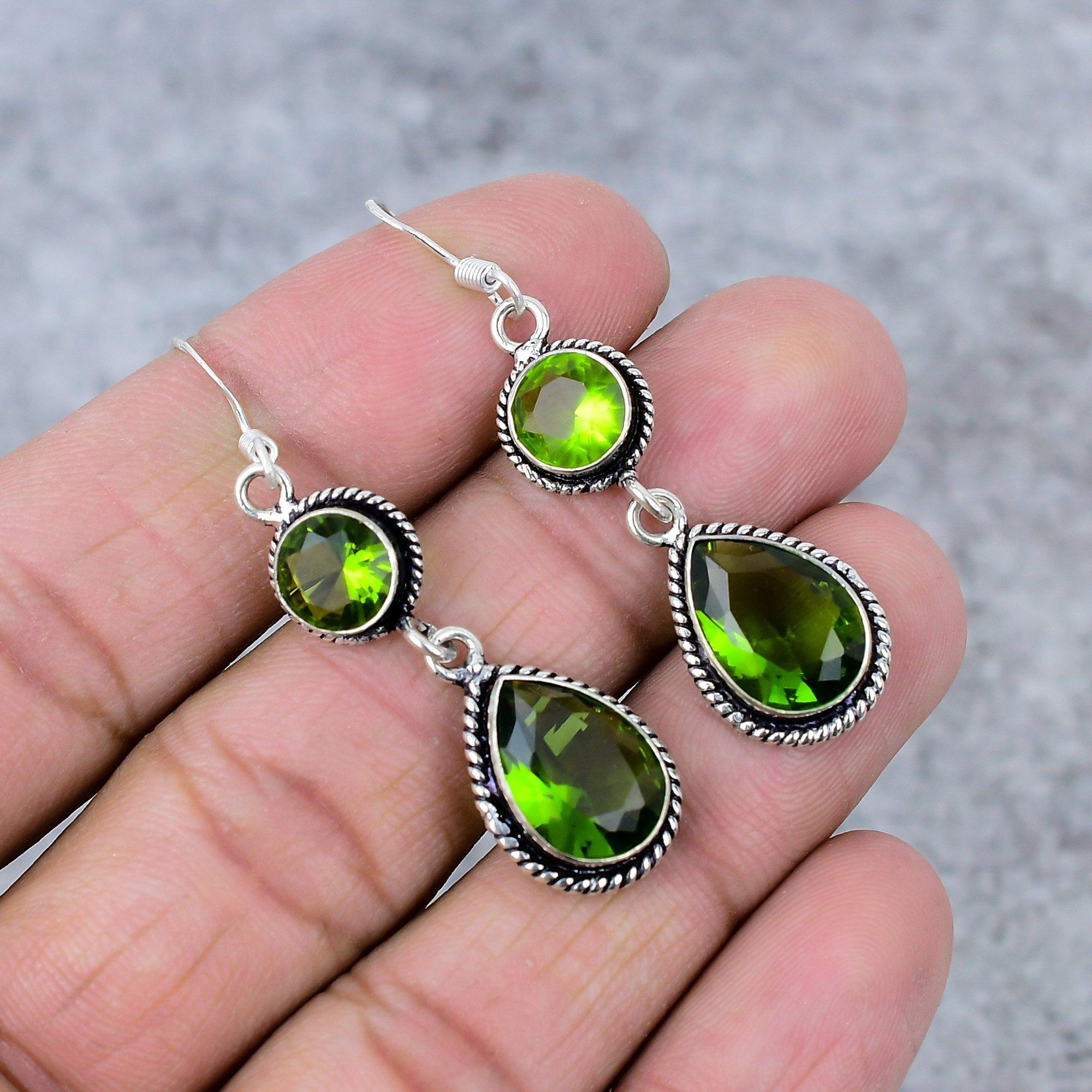 

Peridot Gemstone Handmade 925 Sterling Silver Jewelry Earring 2.56 M-346