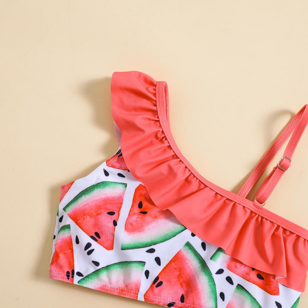 New Girls' One-Shoulder Bikini Swimsuit, Two-Piece Set, Cute Design