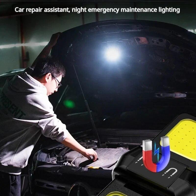 Mini LED Keychain Portable Lighting Double COB Lights Built-in Battery Type-C Rechargeable 90 ° Fold Outdoor Camping Lantern
