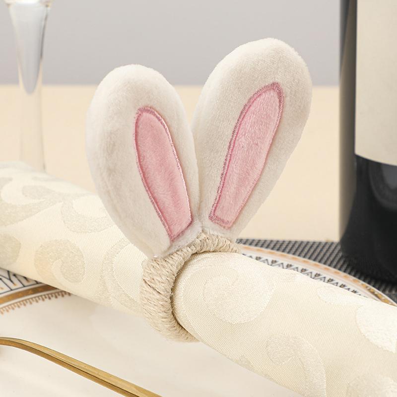 WTEMPO Easter Creative Napkin Rings Handmade Rabbit Wooden Rings Napkin Buckles Easter Egg Table Decoration Napkin Rings