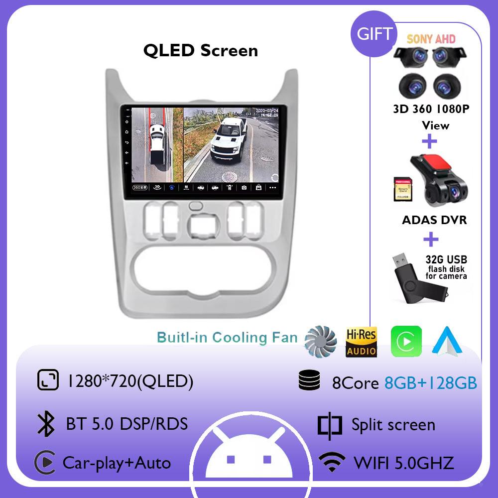 For Renault Logan 1 Sandero 2009 - 2015 For Dacia Duster 2010 - 2017 Car Radio Multimedia Video Player Navigation GPS Android 14